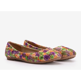 Ballerine beige lucido con fiori Luz viola 2