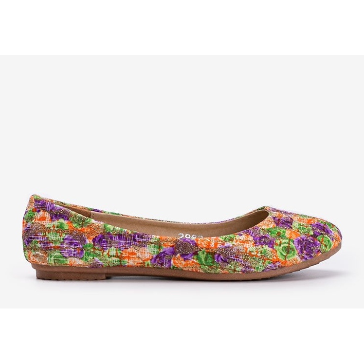 Ballerine beige lucido con fiori Luz viola 1