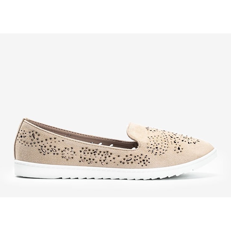 Mocassini beige traforati con zirconi Brianna 1