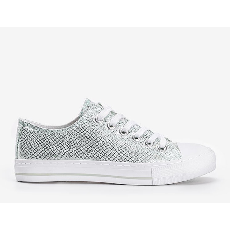 Sneakers verdi con tema pelle di serpente metallizzata Melinda verde 1
