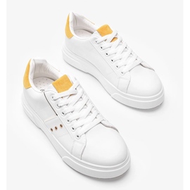 Sneakers bianche con inserto giallo Ellen in ecopelle bianca 1