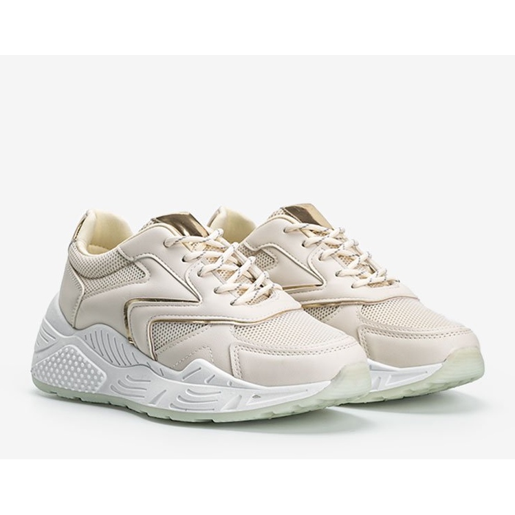 Sneakers beige con suola spessa con dettagli Kenna metallici 1