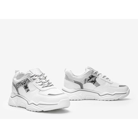 Sneakers bianche su suola spessa con motivo a pelle di serpente Anika bianco 1