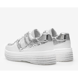Sneakers bianche in broccato su una spessa suola Laurel bianca 1