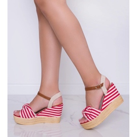 Sandali con zeppa rossi e bianchi con fiocco Holiday Vibes bianco 1