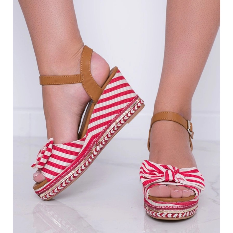 Sandali con zeppa rossi e bianchi Dulce bianca rosso 1