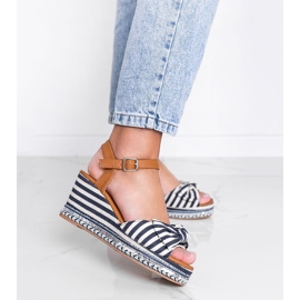 Sandali Dulce con zeppa blu e bianca bianco 1