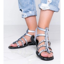 Xana sandali gladiatore blu metallizzato 1