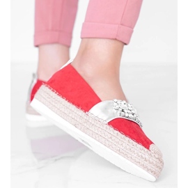 Espadrillas rosse con pietre Cher rosso d'argento 1