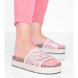Pantofole in pizzo a forma di glam in oro rosa 1