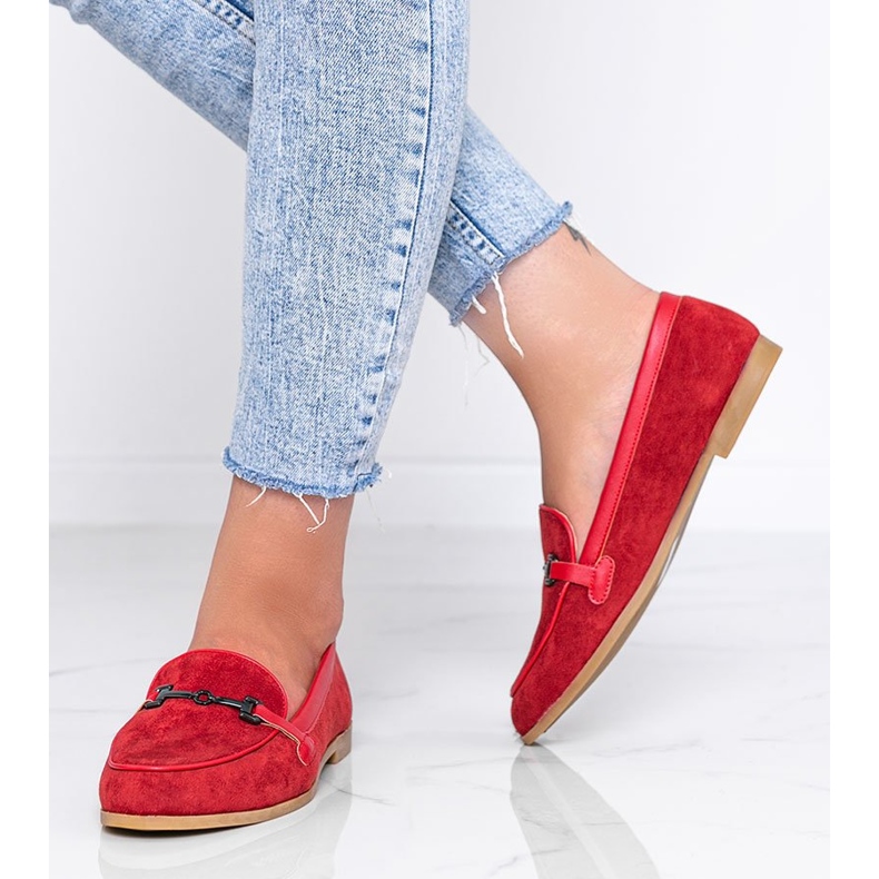 Mocassini Juliette in eco camoscio rosso 1