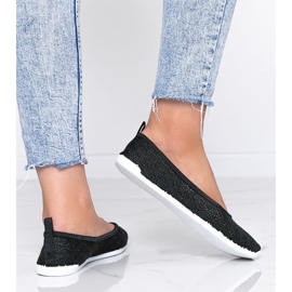 Ballerine in tessuto nero con motivo traforato Rylee 1