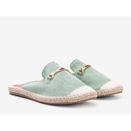 Pantofole verdi da donna con fibbia verde 1
