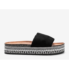 Pantofole nere con suola Fiore decorativa nero 1