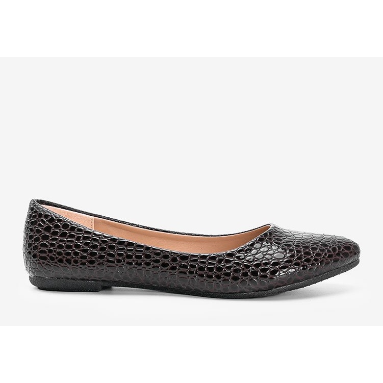 Ballerine in vernice marrone con motivo in pelle di coccodrillo Mozzare rosa 2