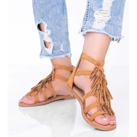 Sandali cammello con frange Noronha marrone 1