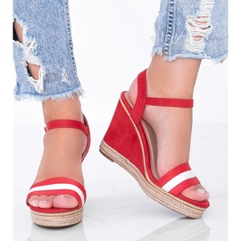 Espadrillas rosse sulla zeppa Mona rosso 1