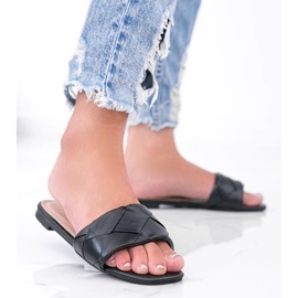 Pantofole nere con tomaia Iren intrecciata nero 1