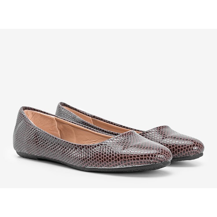 PA1 Ballerine in vernice marrone con motivo in pelle di coccodrillo Mozzare 2