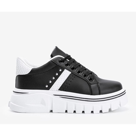 Sneakers nere con dettagli bianchi su suola alta Alasana bianco nero 1