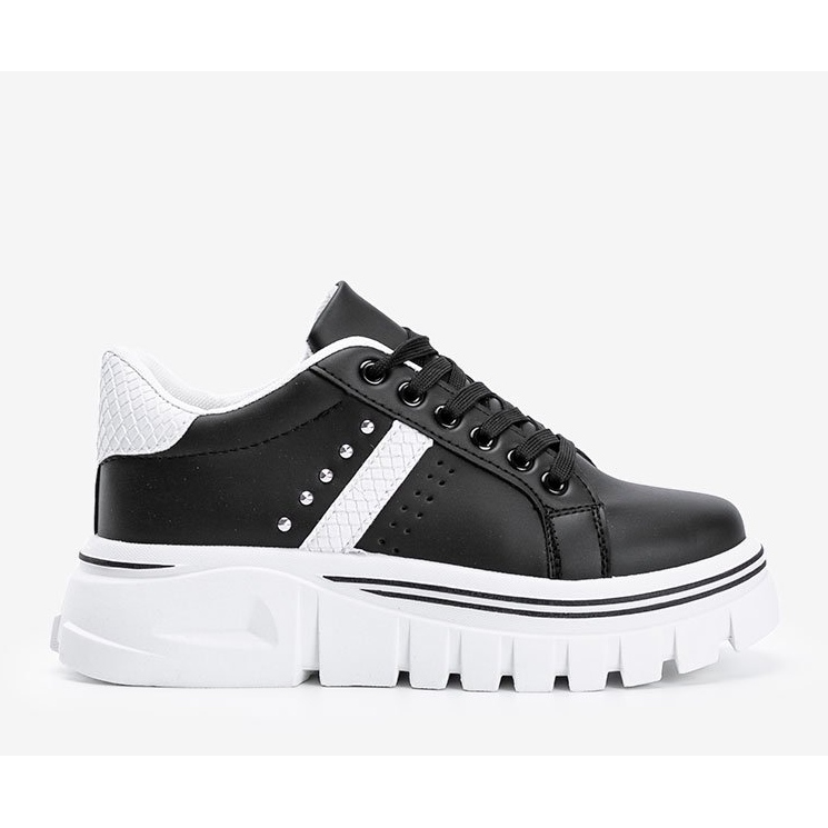 Sneakers nere con dettagli bianchi su suola alta Alasana bianco nero 1