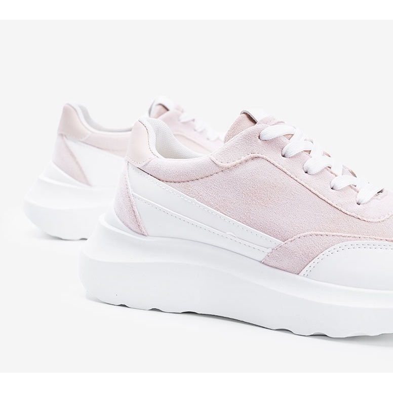 Sneakers beige con dettagli bianchi su suola alta Barteks bianco 1