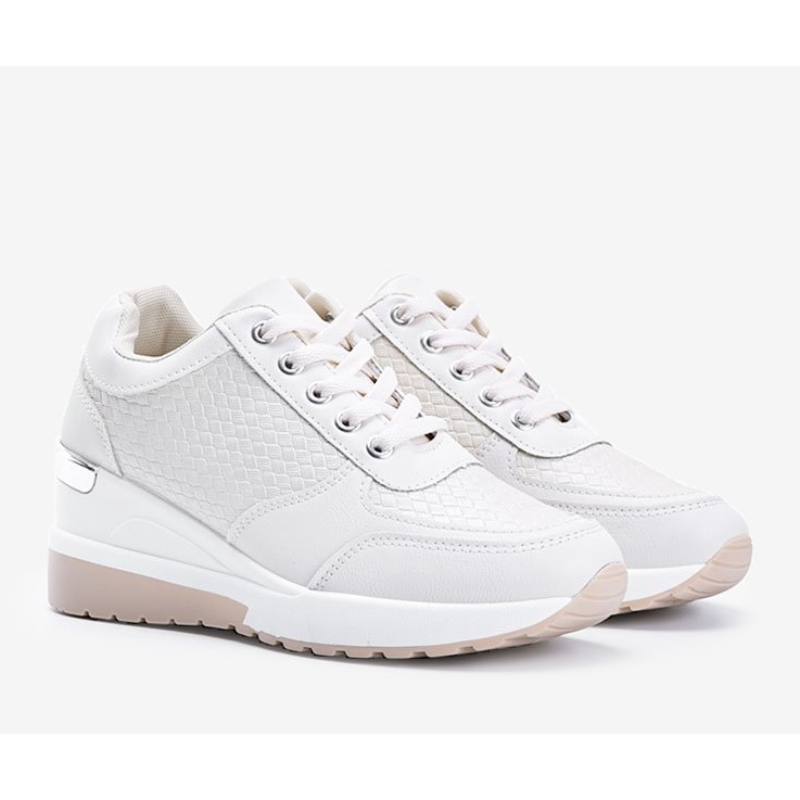 Sneakers con zeppa beige con motivo Dianne intrecciato 1