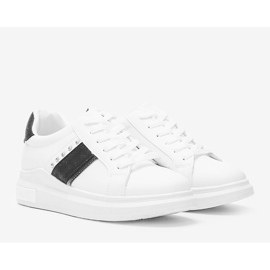 Sneakers bianche e nere con borchie Sashell bianco 1