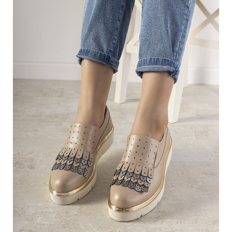Scarpe slip-on argento con borchie GF-FD9 d'oro 1