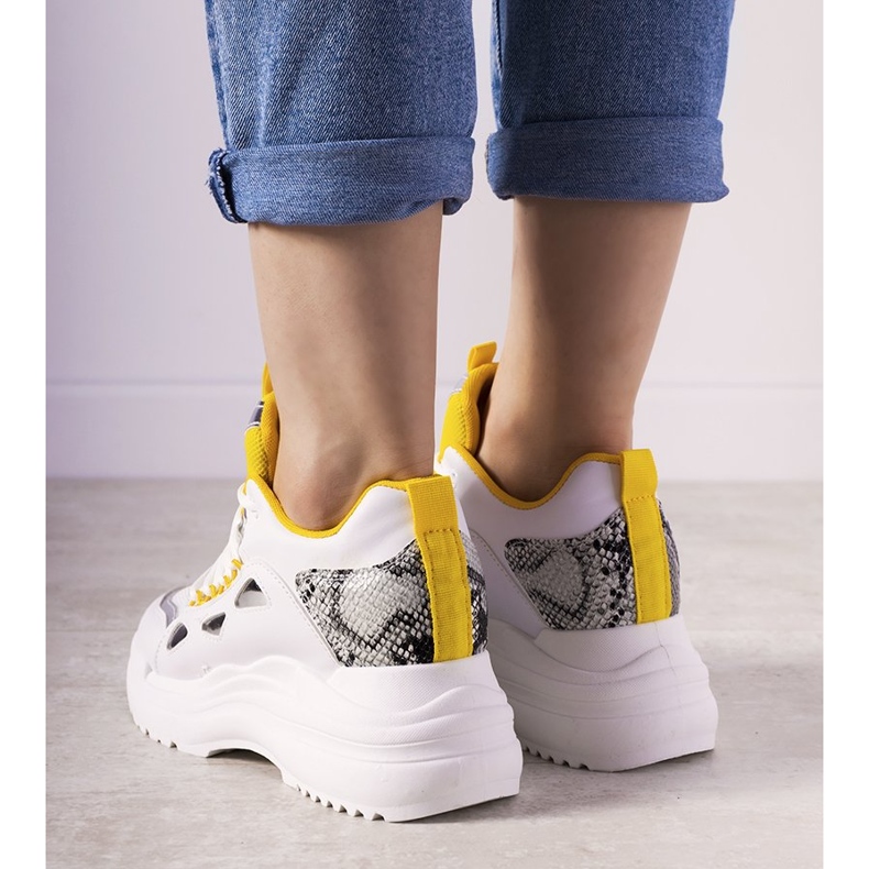 Sneakers serpente Felicia bianche e gialle bianca giallo 1