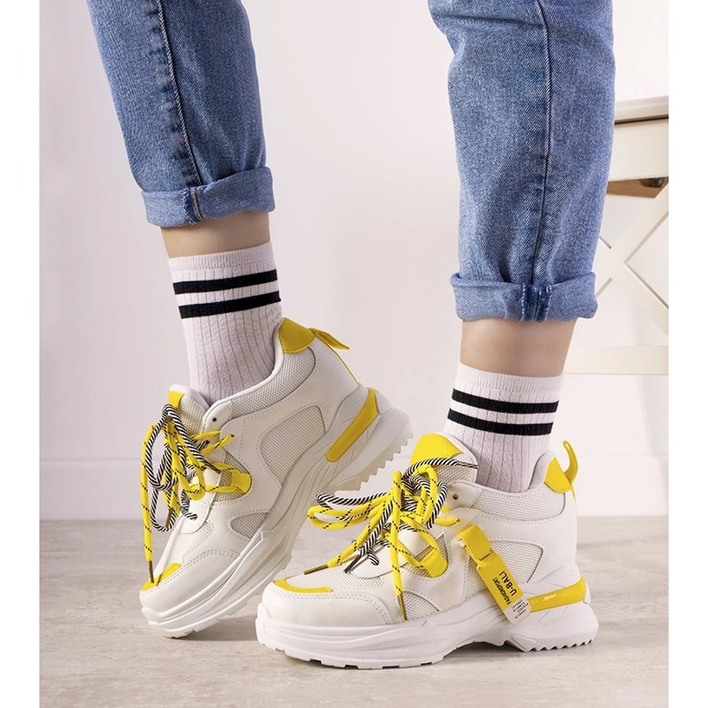 Sneaker One Chance con doppia allacciatura bianca e gialla bianco 1