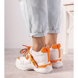 Sneakers arancioni e bianche con doppia allacciatura One Chance bianca arancia 1