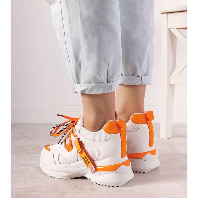 Sneakers arancioni e bianche con doppia allacciatura One Chance bianco arancia 1