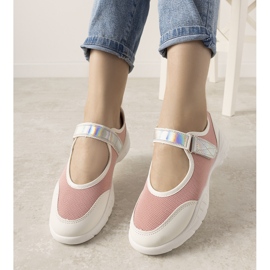 Sneakers rosa e bianche con inserto olografico Melania bianca 1