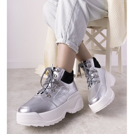 Sneakers argento su suola alta Eloquence 1