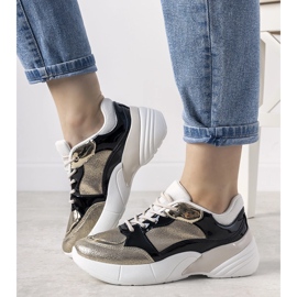 Sneakers dorate con suola alta Rude nero 1
