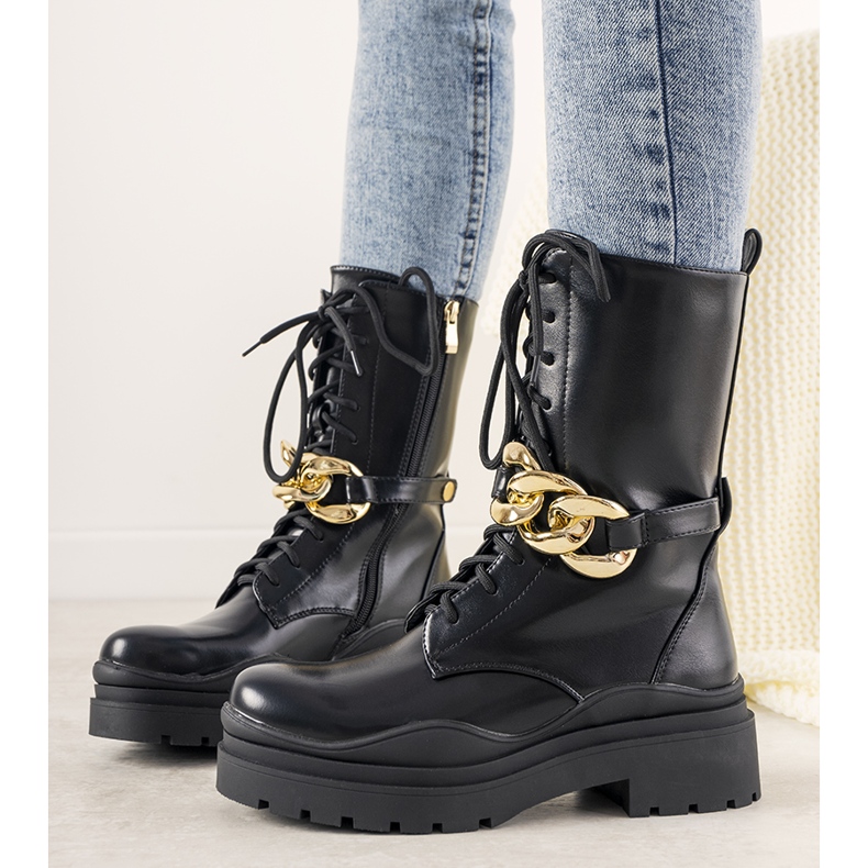 Stivaletti neri con catena di Rock It nero 1