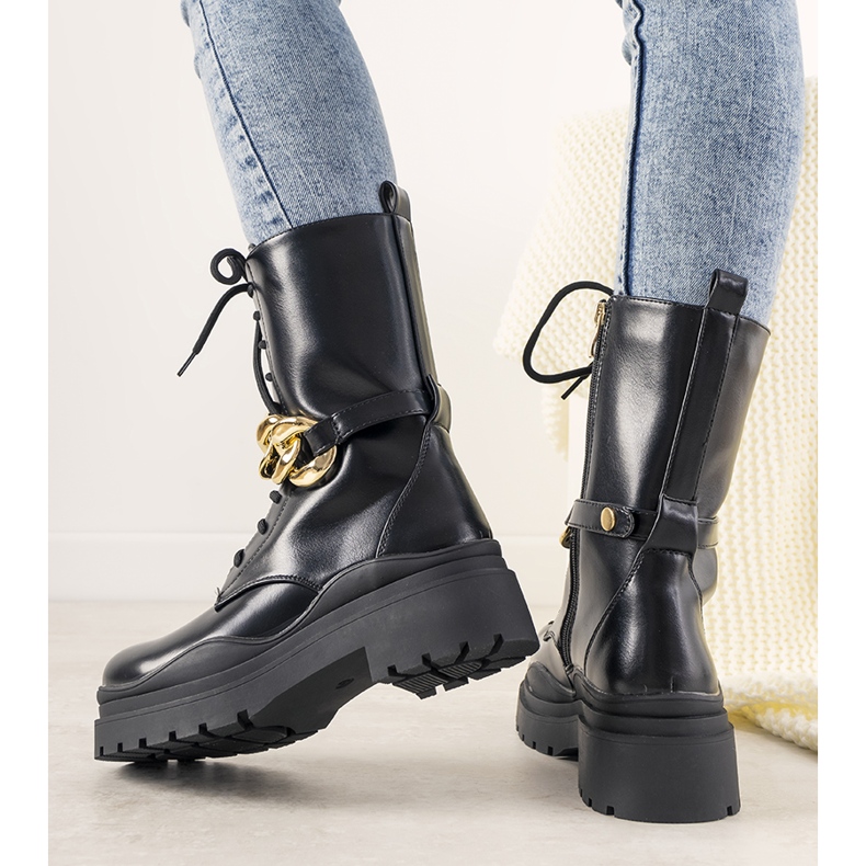 Stivaletti neri con catena di Rock It nero 2