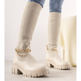 Stivali beige con tomaia a calzino Cheers 2