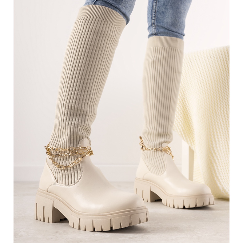 Stivali beige con tomaia a calzino Cheers 2