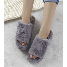 Pantofole da donna grigie con elastico e pelliccia Fierro grigio 1