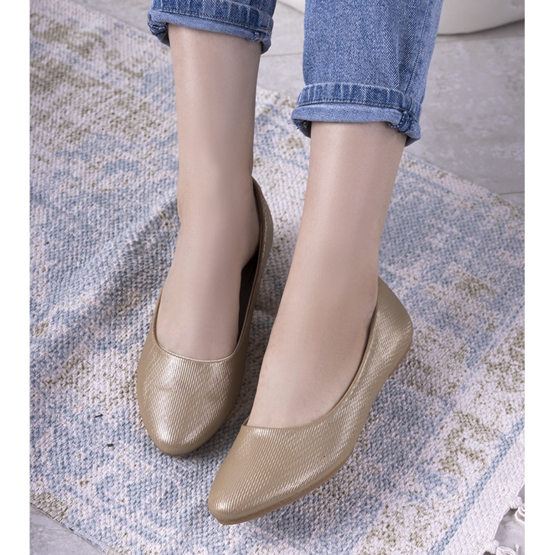 Ballerine Julie beige lucide da donna d'oro 1
