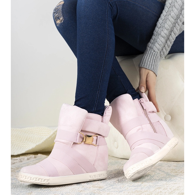 Sneakers rosa con zeppa 1