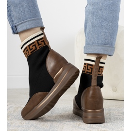 Sneakers con zeppa marrone Wanda nero 1