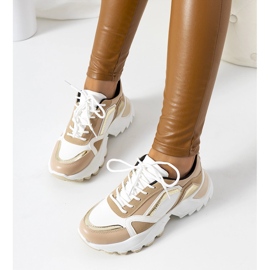 Sneakers rosa Gordani con inserti metallici beige 1