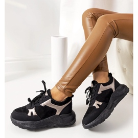 Sneakers nere con accenti Davis dorati nero 1