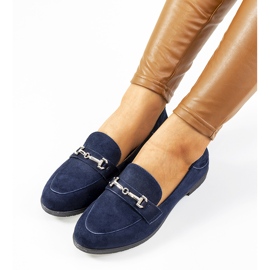 Mocassini Aniria blu navy con tacco piatto 1