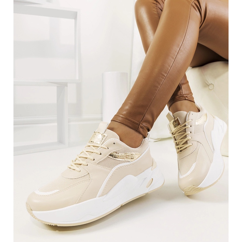 Scarpe sportive Nazaria beige d'oro 1
