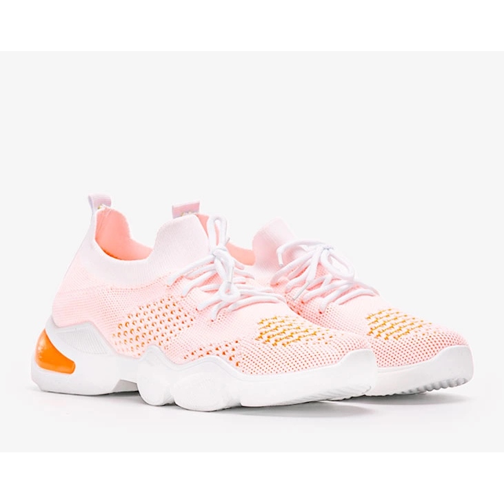 Sneakers sportive Daniela in bianco e arancione 1