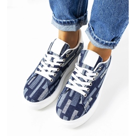 Sneakers blu navy con suola alta Tara 1
